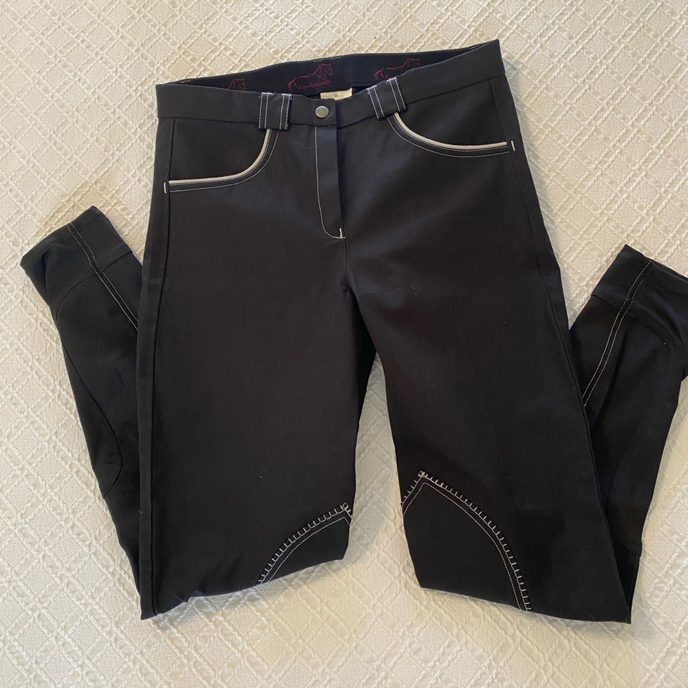 Ladies Equileisure Black and Silver Riding Pants
